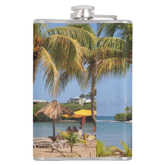 Das Leben ist Great Beach Karibik Palmen tropisch Flachmann (Rückseite)