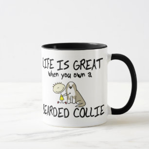 Das Leben ist große bärtige Collie-Tasse (Kitz) Tasse