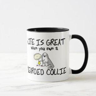 Das Leben ist große bärtige Collie-Tasse Tasse