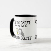 Das Leben ist große bärtige Collie-Tasse Tasse (Vorderseite Links)
