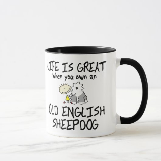 Das Leben ist großer alter englischer Schäferhund Tasse (Rechts)