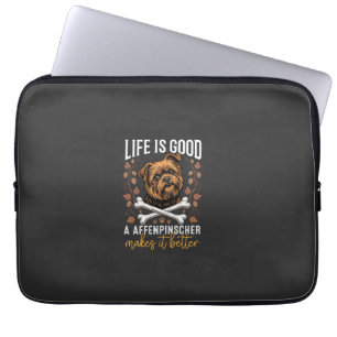 Das Leben ist gut Affenpinscher Hund gekreuzte Kno Laptopschutzhülle