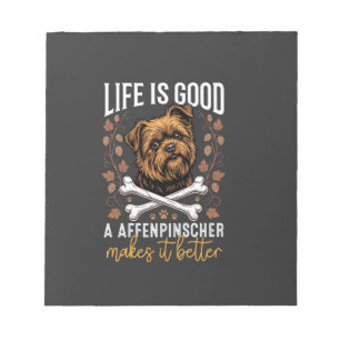 Das Leben ist gut Affenpinscher Hund gekreuzte Kno Notizblock