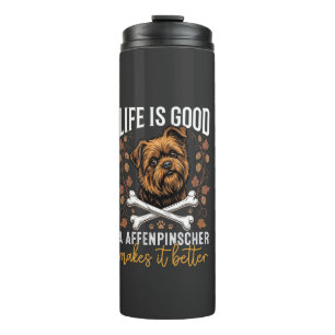 Das Leben ist gut Affenpinscher Hund gekreuzte Kno Thermosbecher