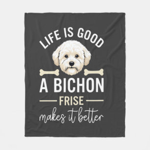Das Leben ist gut Bichon Frise Hundeknochen Weiße Fleecedecke