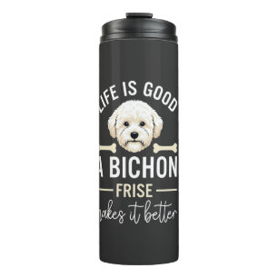 Das Leben ist gut Bichon Frise Hundeknochen Weiße Thermosbecher