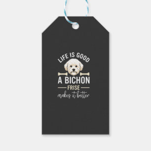 Das Leben ist gut Bichon Frise Hundeknochen weißes Geschenkanhänger