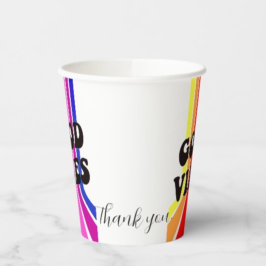 Das Leben ist gut. Good Vibes Pappbecher (Links)