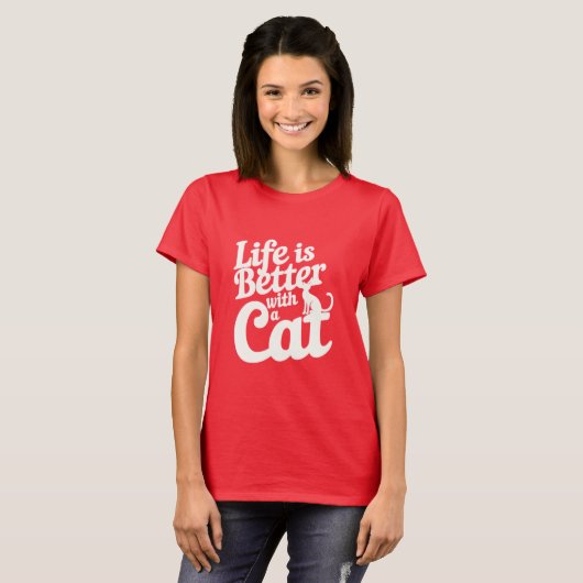 Das Leben ist gut mit einer Katze T-Shirt (Vorne ganz)