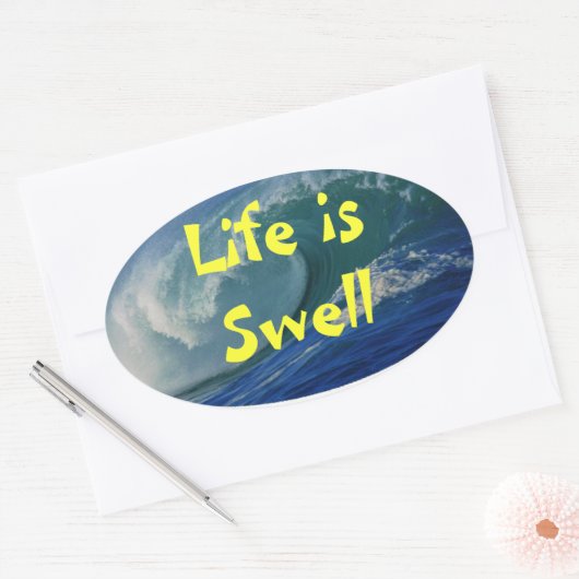 Das Leben ist gut Ovaler Aufkleber (Umschlag)