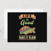 Das Leben ist gut, wenn es langsam Schildkröte Lov Postkarte (Vorne/Hinten)