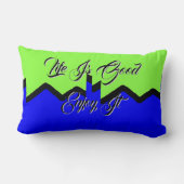 Das Leben ist gut zu genießen. Grünes blaues Lumba Lendenkissen (Rückseite)