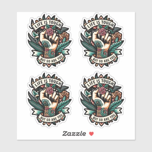 Das Leben ist hart, du bist stark Aufkleber (Blatt)