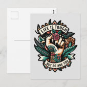 Das Leben ist hart, so bist du es auch Postkarte (Vorne/Hinten)