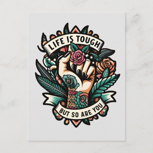 Das Leben ist hart, so bist du es auch Postkarte (Vorderseite)