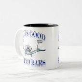 Das Leben ist hinter Gittern gut Zweifarbige Tasse (Vorderseite Links)