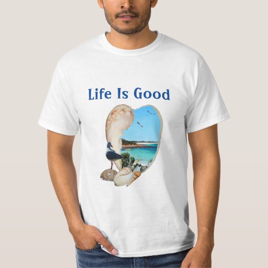 Das Leben ist in der Muschel ein schöner Strand. T-Shirt (Vorderseite)