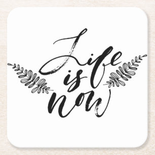 Das Leben ist jetzt Rechteckiger Pappuntersetzer