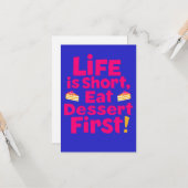 Das Leben ist Kurz, Essen Dessert zuerst - Funny e Karte (Vorderseite/Rückseite Beispiel)