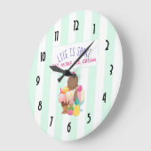 Das Leben ist Kurz Essen Mehr Eis Große Wanduhr (Winkel)