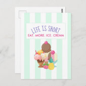 Das Leben ist Kurz Essen Mehr Eis Postkarte (Vorne/Hinten)