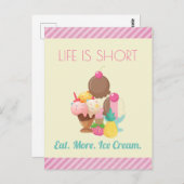 Das Leben ist Kurz Essen Mehr Eis Postkarte (Vorne/Hinten)