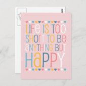 Das Leben ist Kurz glücklich. Postkarte (Vorne/Hinten)