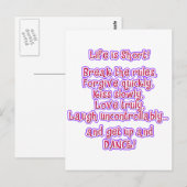 Das Leben ist Kurz Postkarte (Vorne/Hinten)