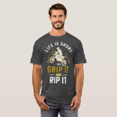 Das Leben ist kurz, so Griff es Motocross Dirt Bik T-Shirt (Vorne ganz)