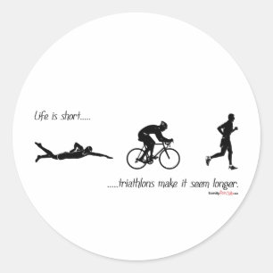 Das Leben ist kurz...Triathlons lassen es länger e Runder Aufkleber