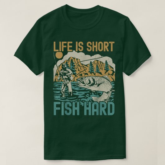 Das Leben ist Kurze Fisch Fressliebhaber Fischer B T-Shirt (Design vorne)