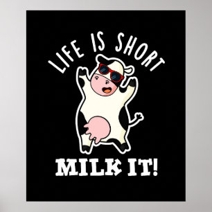 Das Leben ist Kurze Milch Es lustige Kuh Puck Dark Poster