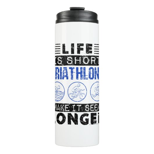 Das Leben ist Kurze Triathlons lassen es länger lu Thermosbecher (Vorderseite)