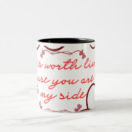 "Das Leben ist lebenswert, weil du an meiner Seite Zweifarbige Tasse