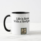 "Das Leben ist mit ein Feuerwehrmann-" Schokolade Tasse (Links)