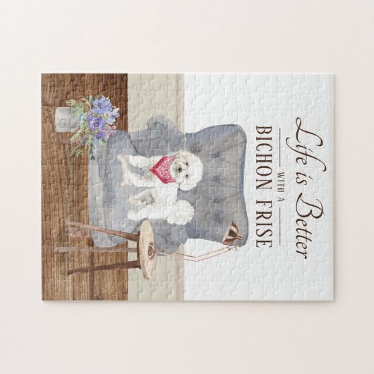 Das Leben ist mit einem Bichon-Feuer Puzzle (Horizontal)