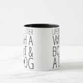 Das Leben ist mit einem Boot u. einer HundeTasse Tasse (Zentrum)