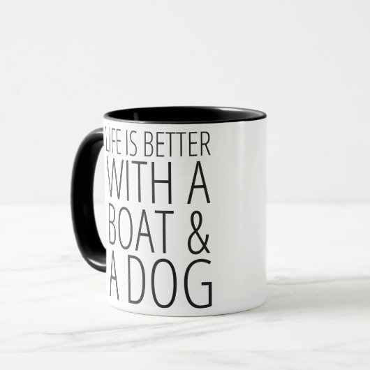 Das Leben ist mit einem Boot u. einer HundeTasse Tasse (Vorderseite Links)