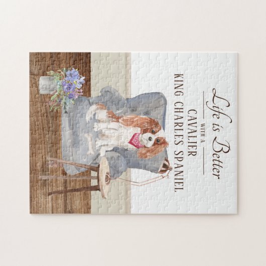 Das Leben ist mit einem Cavalier König Charles Spa Puzzle (Horizontal)