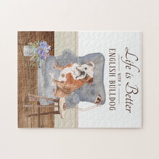 Das Leben ist mit einem englischen Bulldog-Puzzle Puzzle (Horizontal)