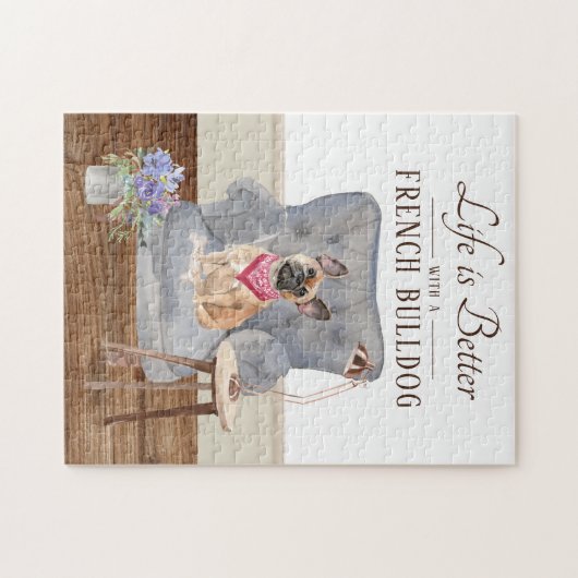 Das Leben ist mit einem französischen Bulldog-Puzz Puzzle (Horizontal)