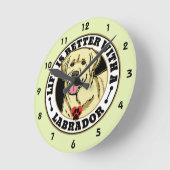 Das Leben ist mit einer Weiß-Labrador-Hundezucht Runde Wanduhr (Winkel)