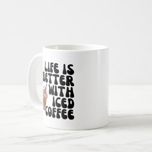 Das Leben ist mit Eis-Kaffee besser. Kaffeetasse (Vorderseite Links)