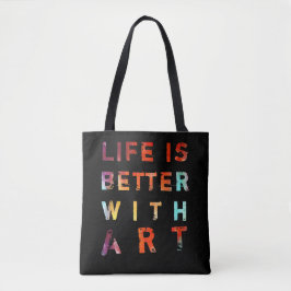 Das Leben ist mit Kunst-buntem Text besser Tasche