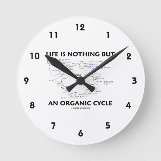 Das Leben ist nur ein Bio Zyklus (Krebs-Zyklus) Runde Wanduhr (Vorderseite)
