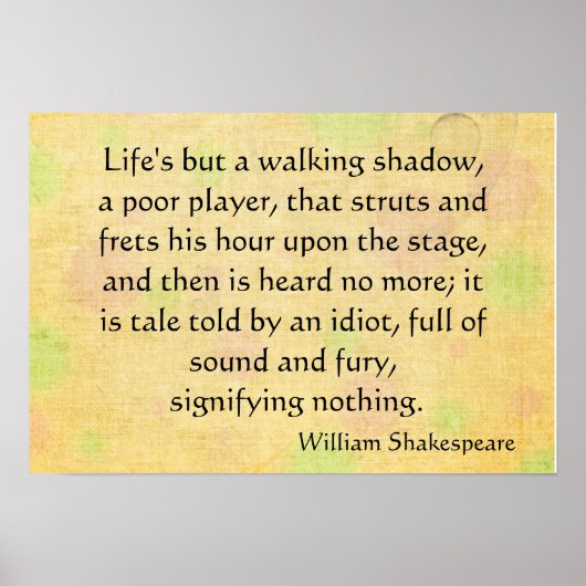 Das Leben ist nur ein Gehschatten Poster (Vorne)