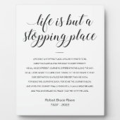 Das Leben ist nur ein Ort, an dem Gedicht gedenken Fotoplatte (Vorderseite)