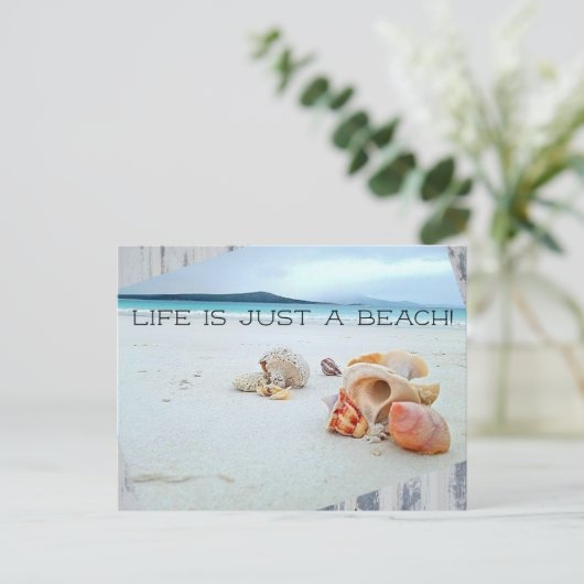 Das Leben ist nur ein Strand Postkarte (Stehend Vorderseite)