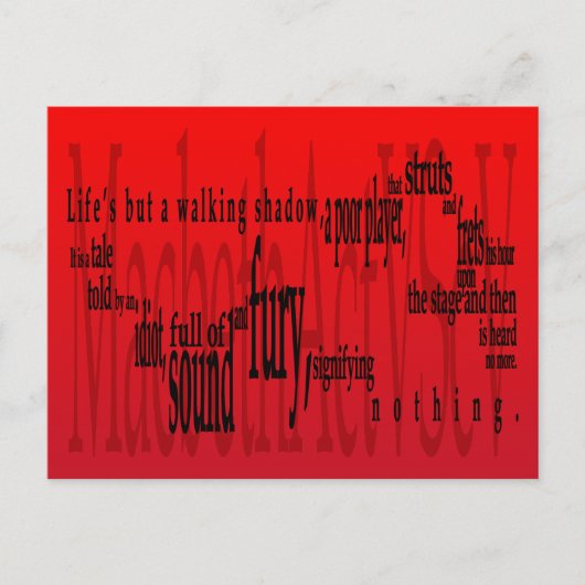 'Das Leben ist nur ein Walking Shadow' Macbeth Sha Postkarte (Vorderseite)