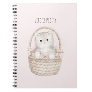 Das Leben ist Pretty Kitty in einem Korb rosafarbe Notizblock